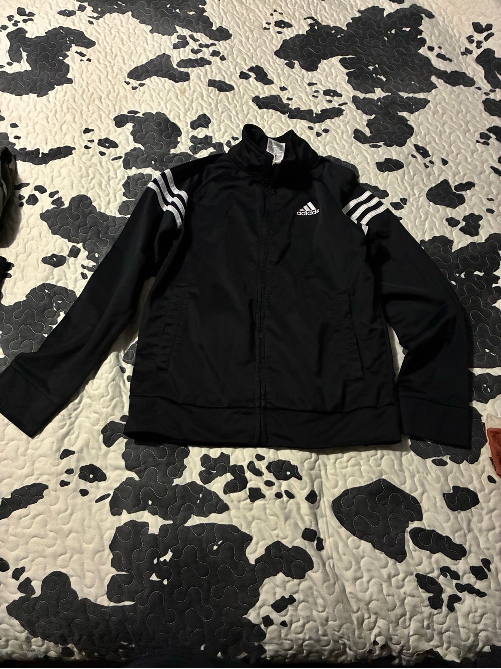 adidas Black Kids Track Jacket with White Stripes